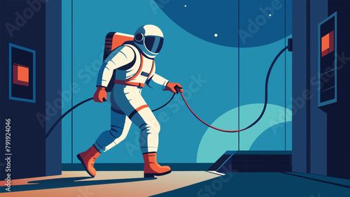 With the help of magnetic anchors the astronaut slowly inched their way towards the airlock their suit expanding and contracting with every