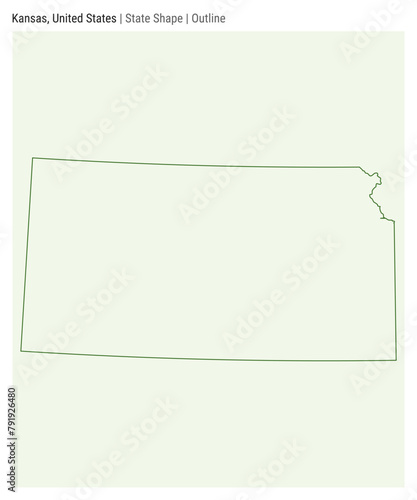 Kansas, United States. Simple vector map. State shape. Outline style. Border of Kansas. Vector illustration.
