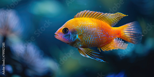 Fish Swim Bladder Disorder: The Buoyancy Issues and Abnormal Swimming - Imagine a fish with highlighted swim bladder showing dysfunction, experiencing buoyancy issues and abnormal swimming