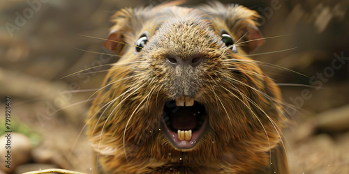 Guinea Pig Dental Malocclusion: The Drooling and Weight Loss - Picture a guinea pig with highlighted teeth showing misalignment, experiencing drooling and weight loss photo