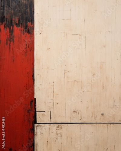 Japandi Minimalist Vintage Painting with Rural Wooden Textures Generative AI photo