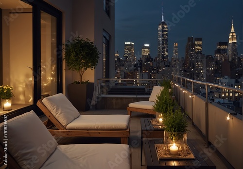 Wallpaper Mural Apartment in New York A serene rooftop terrace with lounge chairs, string lights, and skyline views.


 Torontodigital.ca