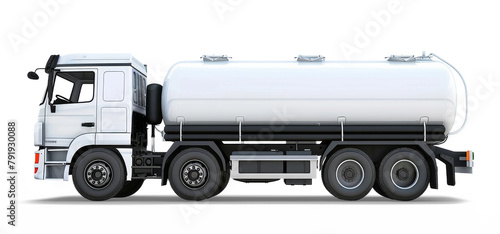 A large white truck with a white tank on the back, isolated from white or transparent background