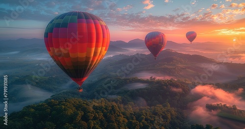 The balloons are colorful and seem to be enjoying the view from above