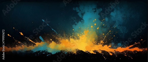 A dynamic and explosive abstract image where vibrant blue and orange hues clash in an artistic display of energy photo