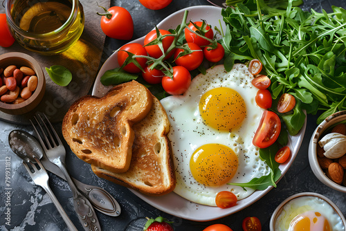 Heart shaped healthy breakfast made with love to celebrate Mother's Valentines's Woman's day.