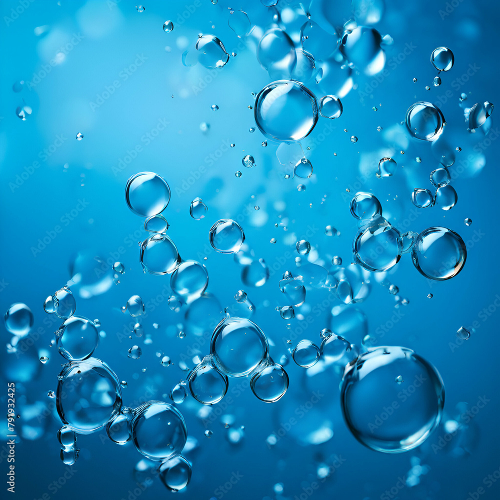 Title: Title: water drops background Abstract blue water and wine bubbles background with copy space for design and advertising purposes

