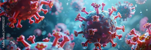 Microscopic Viral Molecules Enlarged - Medical Illustration