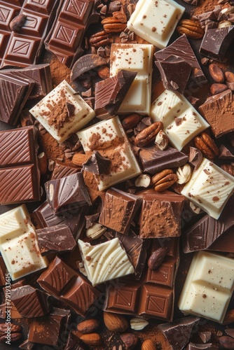 Assortment of Fine Chocolates with Cocoa Powder