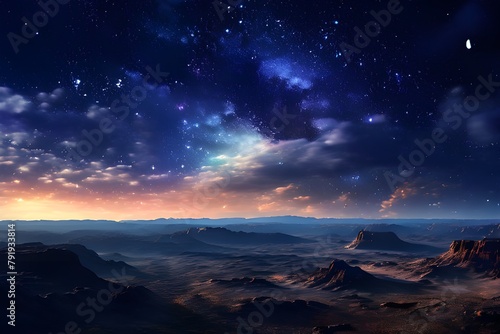 Panoramic milky way galaxy scene with stars and space dust in universe trending on artstation sharp © Shani Studio