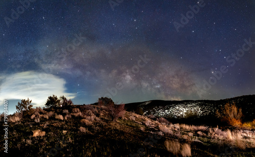 Milky Way over the snowy mountains in Utah