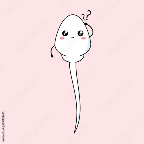 Cute happy funny sperm cell vector illustration design. suitable for infographic, sticker, mascot, t-shirt, etc. Eps 10.
