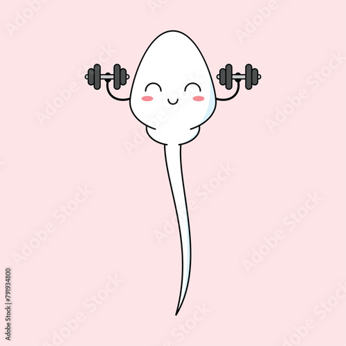 Cute happy funny sperm cell vector illustration design. suitable for infographic, sticker, mascot, t-shirt, etc. Eps 10.