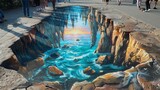 Amazing 3D street painting of a cavern