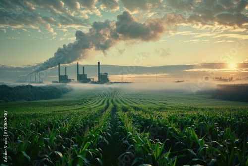 Contrast of Agriculture and Industry with Cornfield and Coal Mine