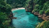 Peaceful Beach Cove with Crystal Clear Waters and Exotic Foliage