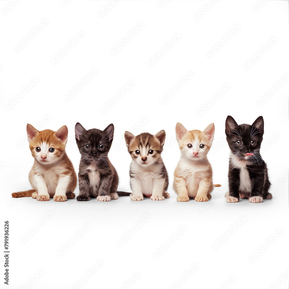 Cute pets domestic animals isolated on a transparent background 

