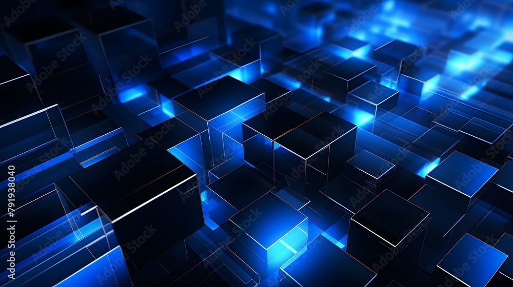 3d rendering of blue and black abstract geometric background. Scene for advertising, technology, showcase, banner, game, sport, cosmetic, business, metaverse. Sci-Fi Illustration. Product display 3d rendering of blue and black abstract geometric background. Scene for advertising, technology, showcase, banner, game, sport, cosmetic, business, metaverse. Sci-Fi Illustration. Product display
