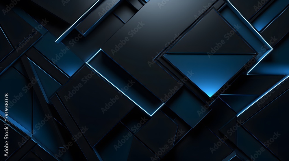 3d rendering of blue and black abstract geometric background. Scene for advertising, technology, showcase, banner, game, sport, cosmetic, business, metaverse. Sci-Fi Illustration. Product display 3d rendering of blue and black abstract geometric background. Scene for advertising, technology, showcase, banner, game, sport, cosmetic, business, metaverse. Sci-Fi Illustration. Product display