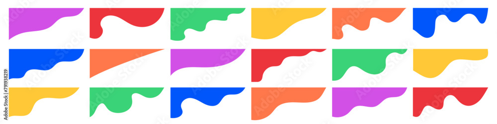 Fototapeta premium Collection of colorful corner shape for website page, banner, card vector illustration 