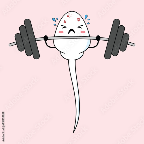 Cute happy funny sperm cell vector illustration design. suitable for infographic, sticker, mascot, t-shirt, etc. Eps 10.