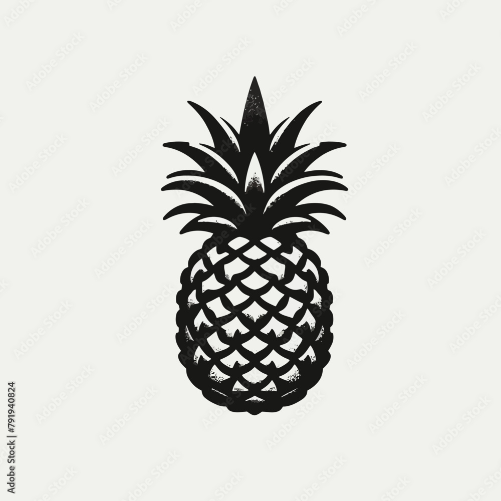 Pineapple silhouette vector illustration White Background
