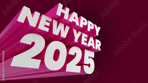 New year 2025 celebration 3d sign.