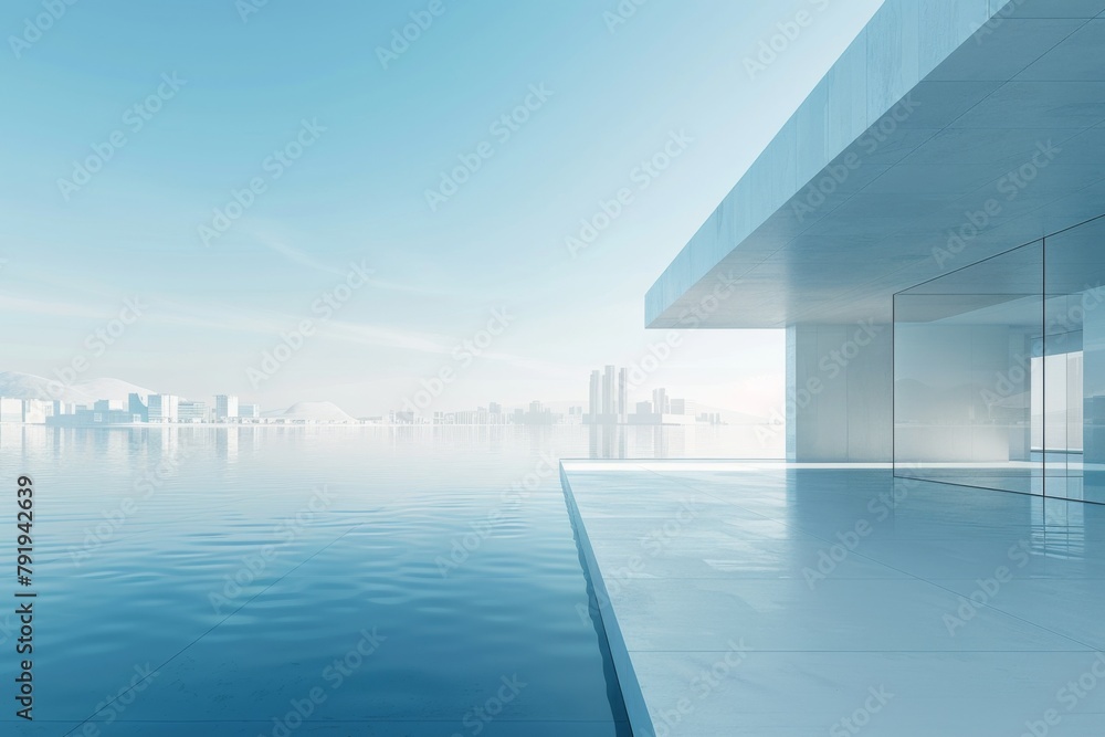 Modern buildings by the lake. The modern urban skyline is in the background. Modern buildings by the lake. The modern urban skyline is in the background.