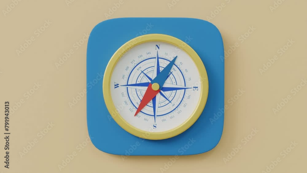 3d animation of the compass icon 3d animation of the compass icon