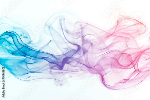 Delicate multicolored smoke for design isolated on white.