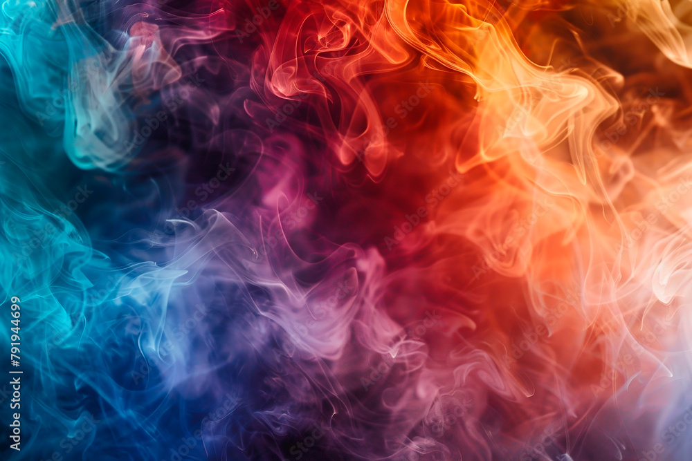 Abstract thick background with patches of colorful smoke.