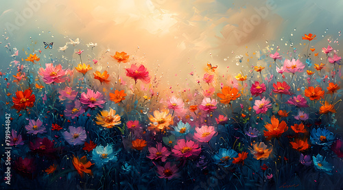 Misty Morning Serenity: Oil Painting Depicting Ethereal Garden at Dawn © Thien Vu