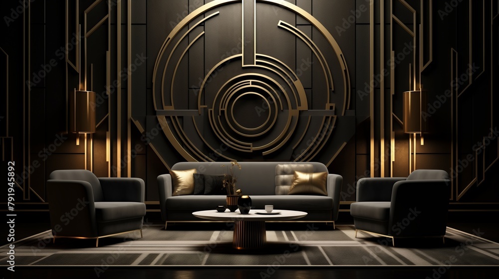 Art Deco glamour meets modern minimalism in this visually captivating composition.