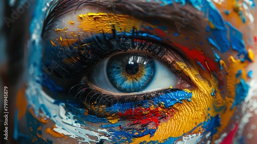 Capture the essence of biodigital street art from a dynamic rear view perspective, showcasing intricate details and vibrant colors with unexpected camera angles