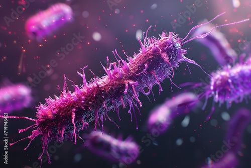 3D depiction of the backdrop of typhoid bacteria. Generative Ai photo