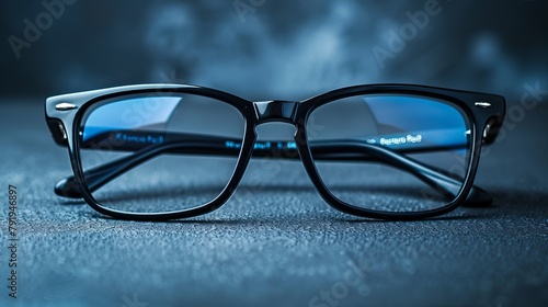 marketing photo of a pair of stylish, modern eyeglasses. Elegant background photo