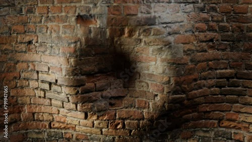 Brick wall abstract wave movement. Mystical, hallucination scene.3D rendering