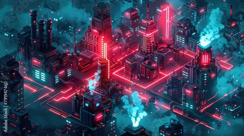Neon Cyberpunk Cityscape Illustration