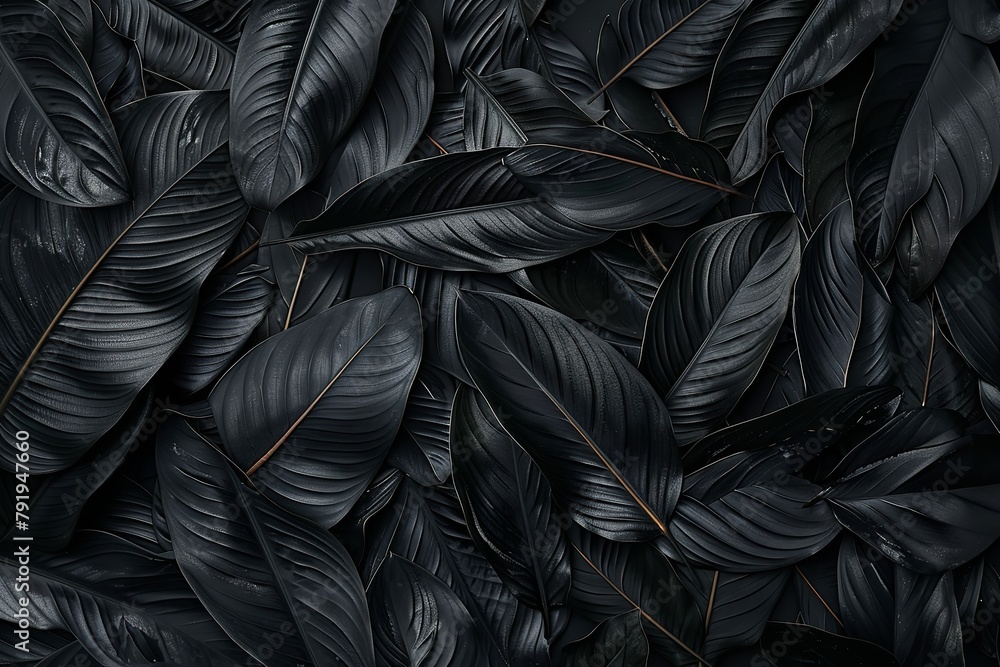 Abstract black leaf textures for a tropical environment. Generative Ai Abstract black leaf textures for a tropical environment. Generative Ai