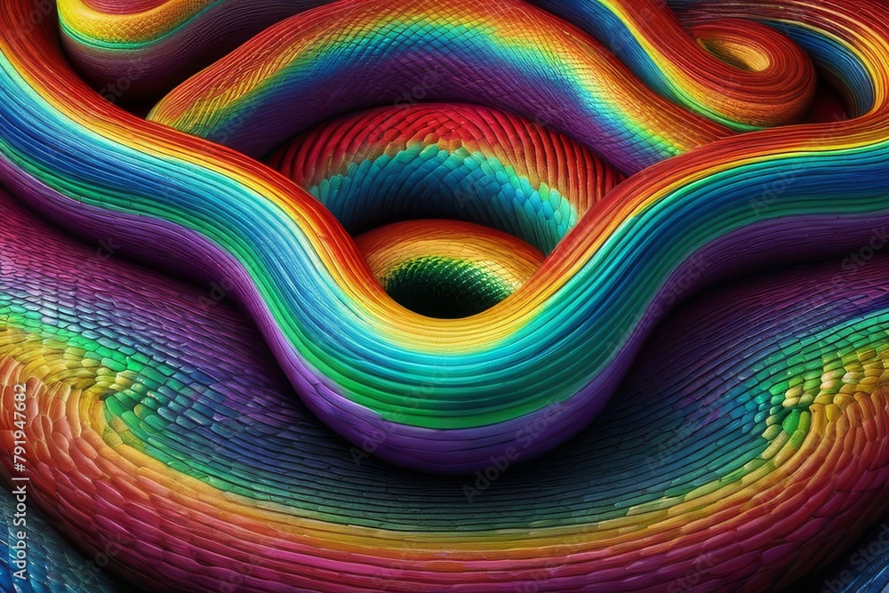 Scaly pattern. Fairytale dragon scales. Rainbow snake skin background.