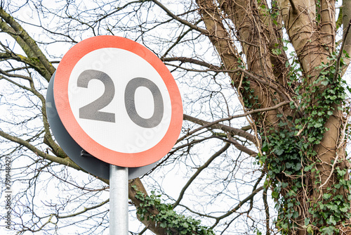Road signs indicating the new 20 MPH speed limit in residential area's in Wales, UK