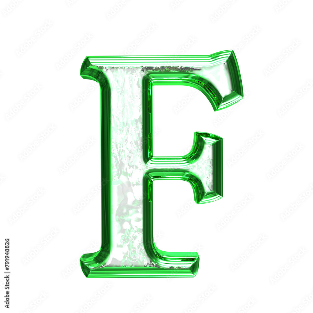 Ice symbol in a green frame. letter f Ice symbol in a green frame. letter f