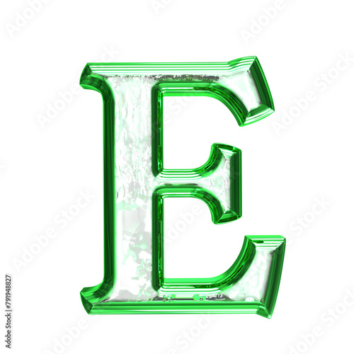 Fototapeta Naklejka Na Ścianę i Meble -  Ice symbol in a green frame. letter e