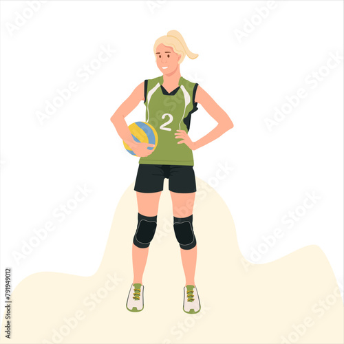 Volleyball girl, Volleyball clothes and ball.