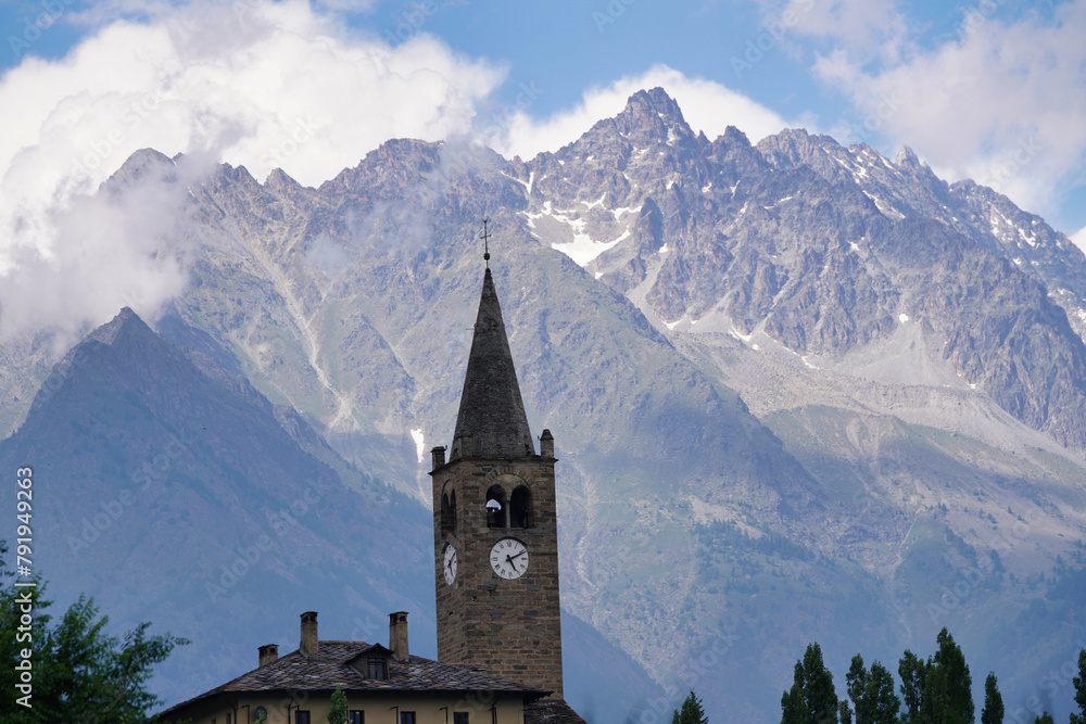 View of the Alps from Gignod, Italy.