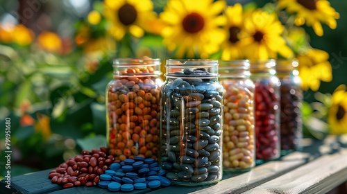 Tablets and capsules in a jar