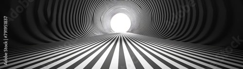 A captivating optical illusion in black and white with radial lines