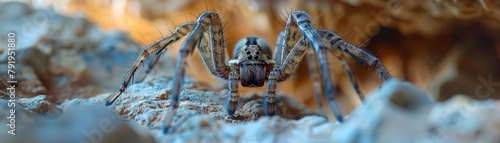 A detailed image of a spider in its natural cave habitat photo
