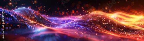Abstract sparkling energy wave with vibrant hues and particles photo