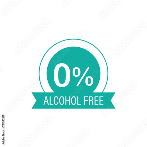 Conceptual stamp for packaging products. Labeling - alcohol free. Stamp with a flat icon. vector graphics photo